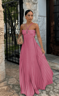 Julia Vestido Maxi de Chifón Arrugado