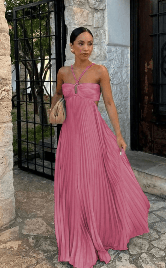 SOKYND Julia Crinkle Chiffon Maxi Dress DressSOKYND-558999-PIN-XS-43223PinkXS