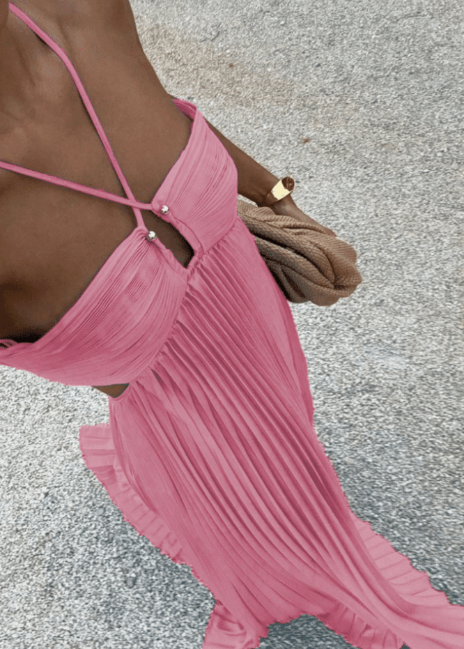 SOKYND Afida Crinkle Chiffon Maxi Dress DressSOKYND-558999-PIN-XS-43223PinkXS