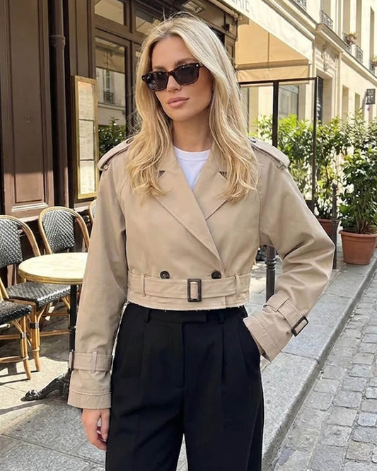 SOKYND Althea Cropped Trench Coat with Belt Coats & Jackets1005009920991316-;Ls1774570740404619003KhakiXS