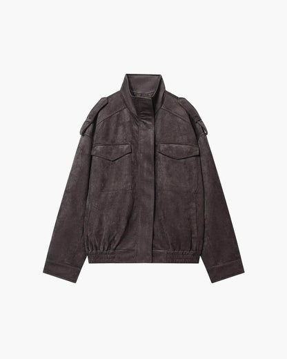 SOKYND Alyssa Suede Bomber Jacket Coats & JacketsMw1772777205907638494BeigeXS