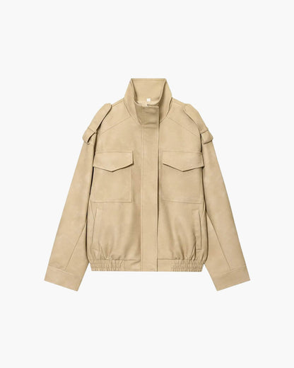 SOKYND Alyssa Suede Bomber Jacket Coats & JacketsMw1772777205907638494BeigeXS