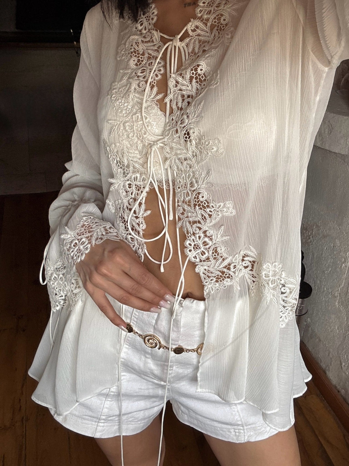 SOKYND Amaia Front-Tie Lace Top TopSOKYND-238551-M-OS-48599M