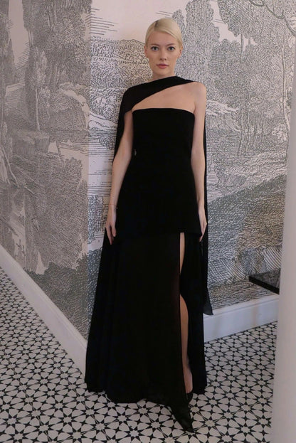 SOKYND Ambre Asymmetric Sheer Maxi Dress DressSOKYND-055447-BLA-S-31191BlackS