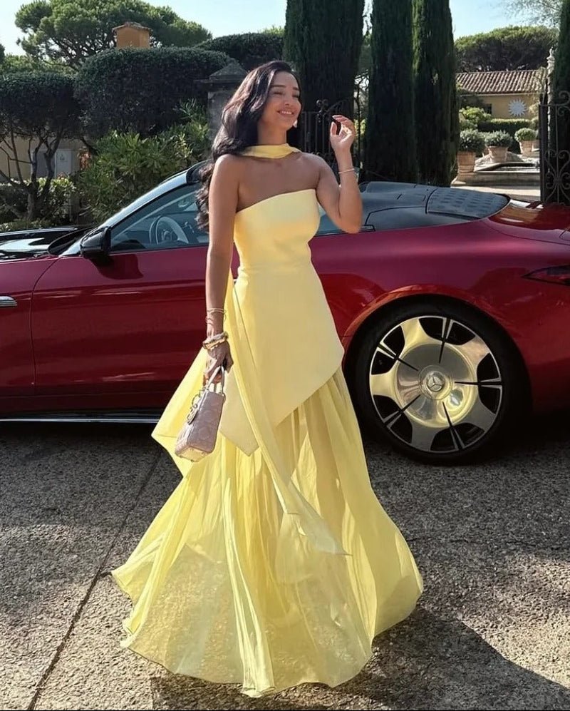 SOKYND Ambre Asymmetric Sheer Maxi Dress DressSOKYND-055447-BUT-S-37975Butter YellowS