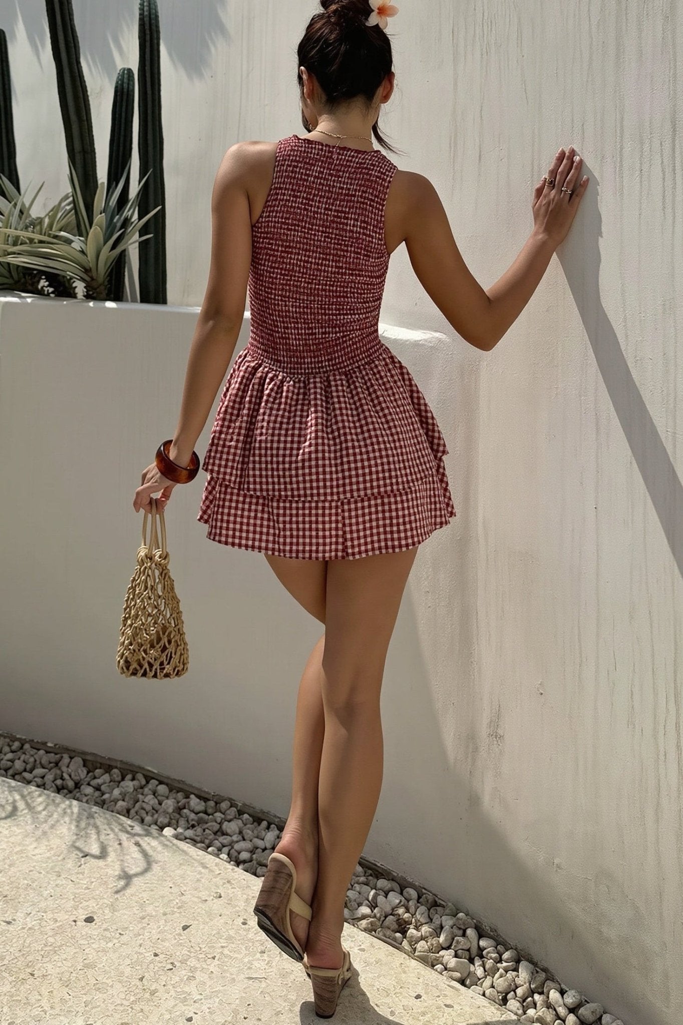 SOKYND Amelie Plaid Smocked Mini Dress DressSOKYND-260375-RED-M-19895RedM