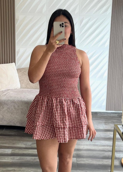 SOKYND Amelie Plaid Smocked Mini Dress DressSOKYND-260375-RED-XL-85431RedXL