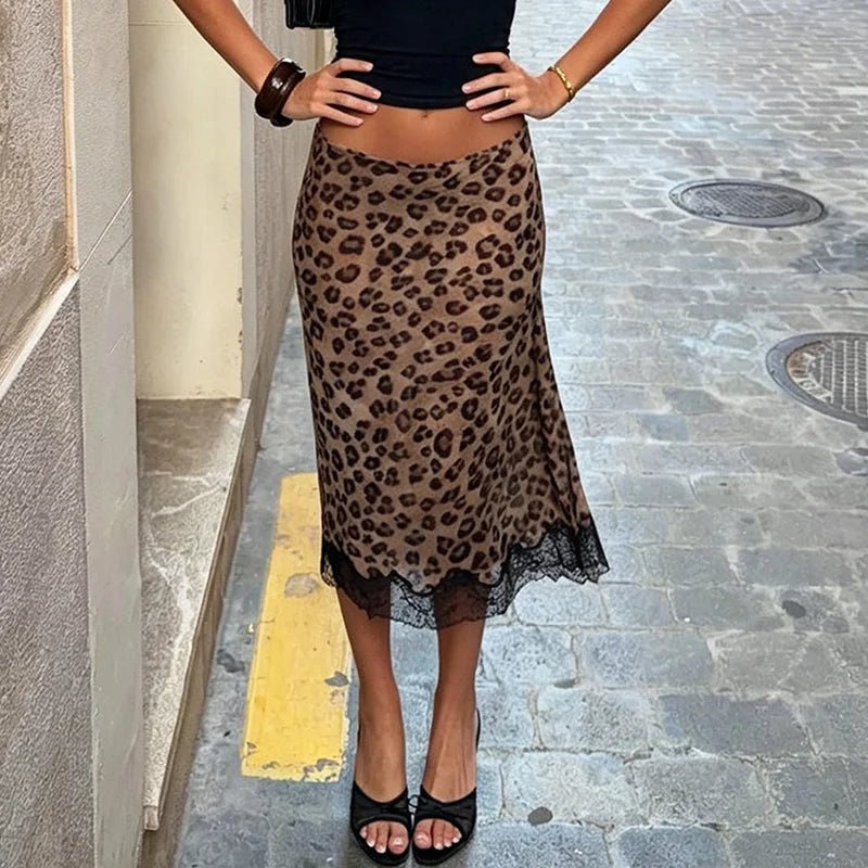 SOKYND Amy Leopard Lace Midi Skirt SkirtSOKYND-493655-S-OS-59287S
