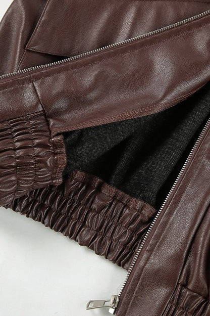SOKYND Amy Vintage Faux Leather Jacket JacketSOKYND-699543-BRO-M-29687BrownM