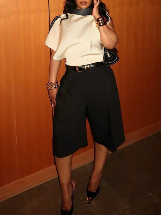 SOKYND Anaïs High Waist Belted Bermuda Shorts BottomsBlackXS