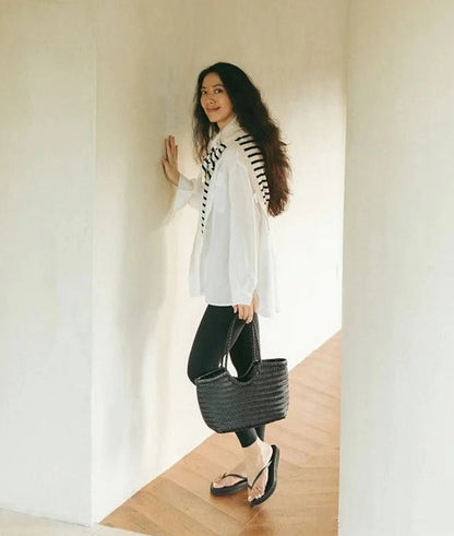 SOKYND Aneta Woven Leather Tote Bag BagsAuburnS