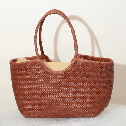 SOKYND Aneta Woven Leather Tote Bag BagsAuburnS
