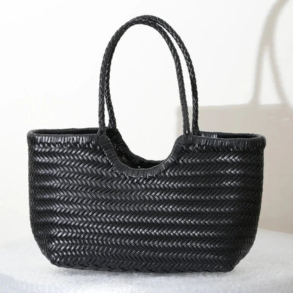 SOKYND Aneta Woven Leather Tote Bag BagsBlackS