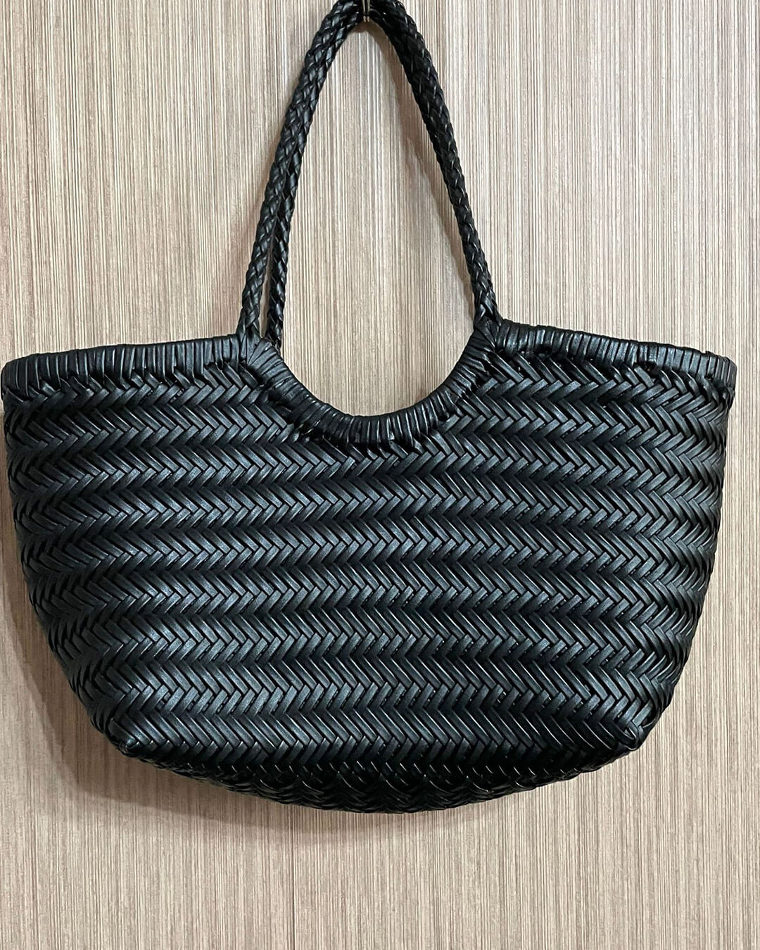 SOKYND Aneta Woven Leather Tote Bag BagsBlackS