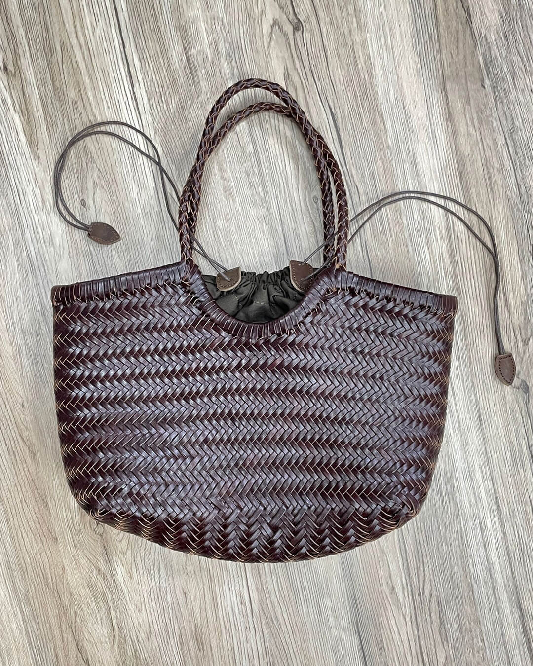 SOKYND Aneta Woven Leather Tote Bag BagsBrownS