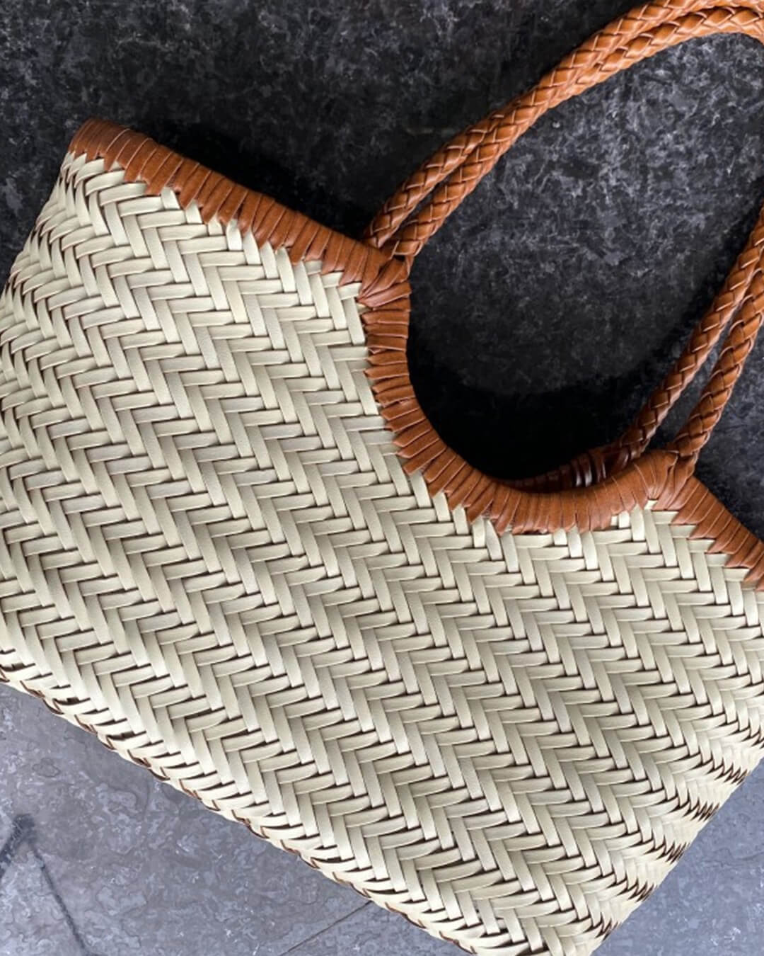 SOKYND Aneta Woven Leather Tote Bag BagsBurgundyS