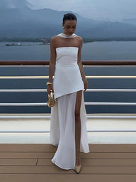 Robe longue à corsage sans bretelles Anika