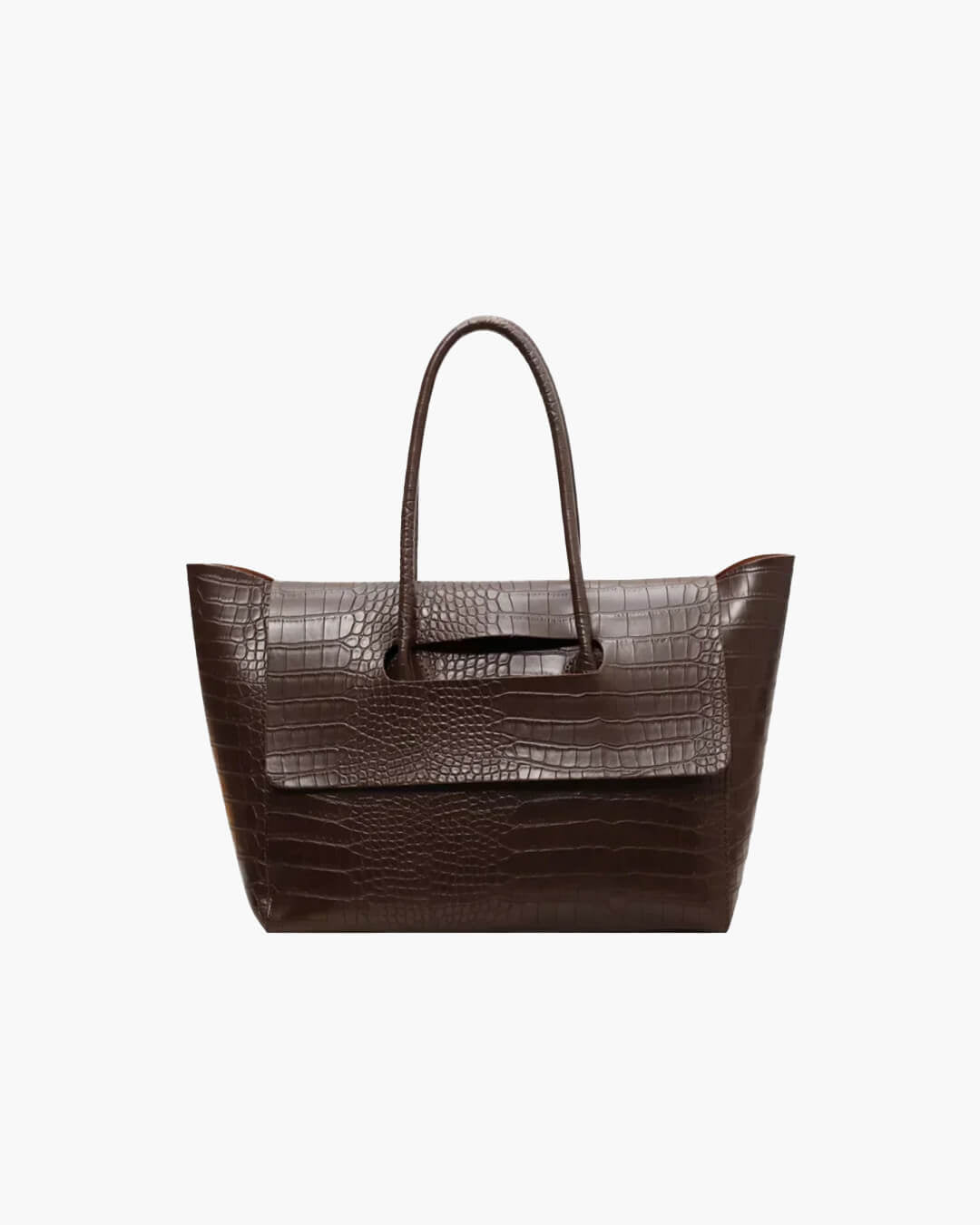 SOKYND Anna Embossed Leather Tote BagDark Brown