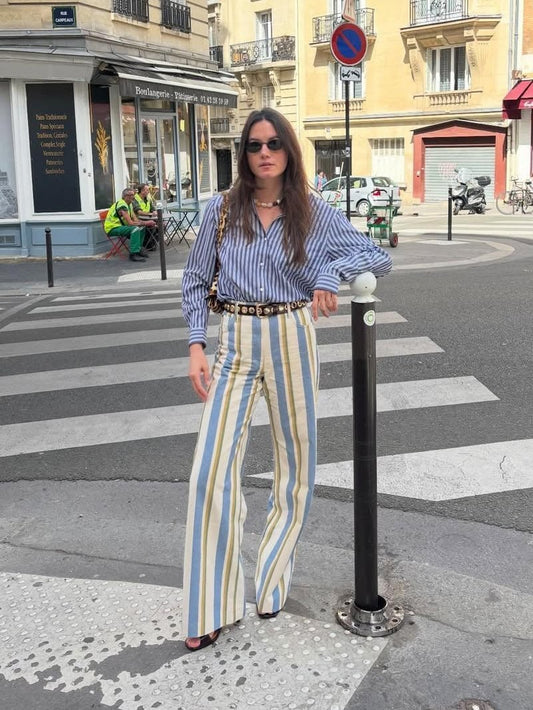 SOKYND Anna Striped Low-Rise Trousers PantsSOKYND-988375-BLU-S-74743BlueS