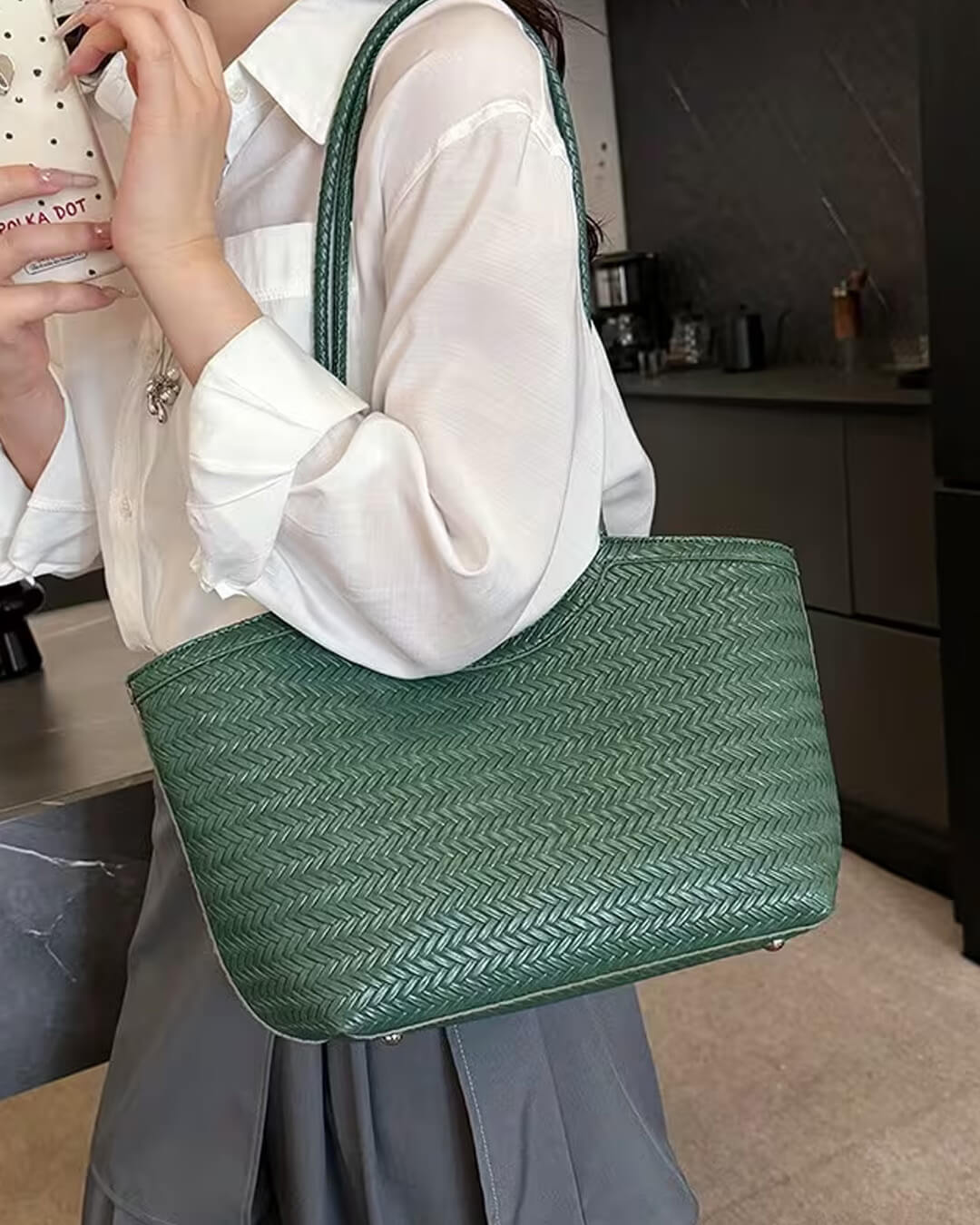 SOKYND Anna Woven Faux Leather Bag BagsuR1774219786661601561BlackRegular