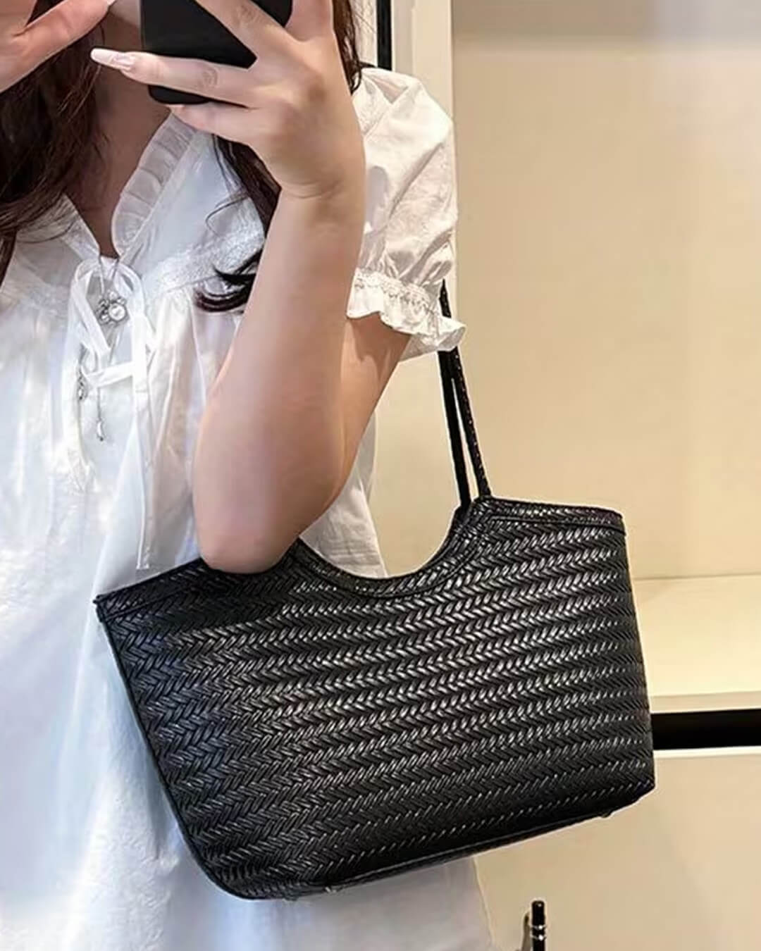 SOKYND Anna Woven Faux Leather Bag BagsuR1774219786661601561BlackRegular