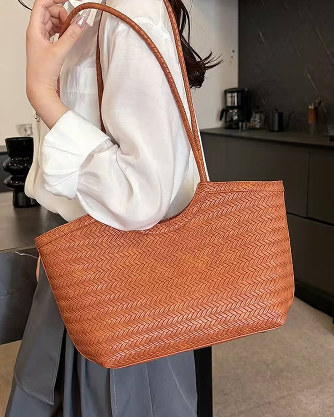 SOKYND Anna Woven Faux Leather Bag BagsuR1774219786661601561BlackRegular