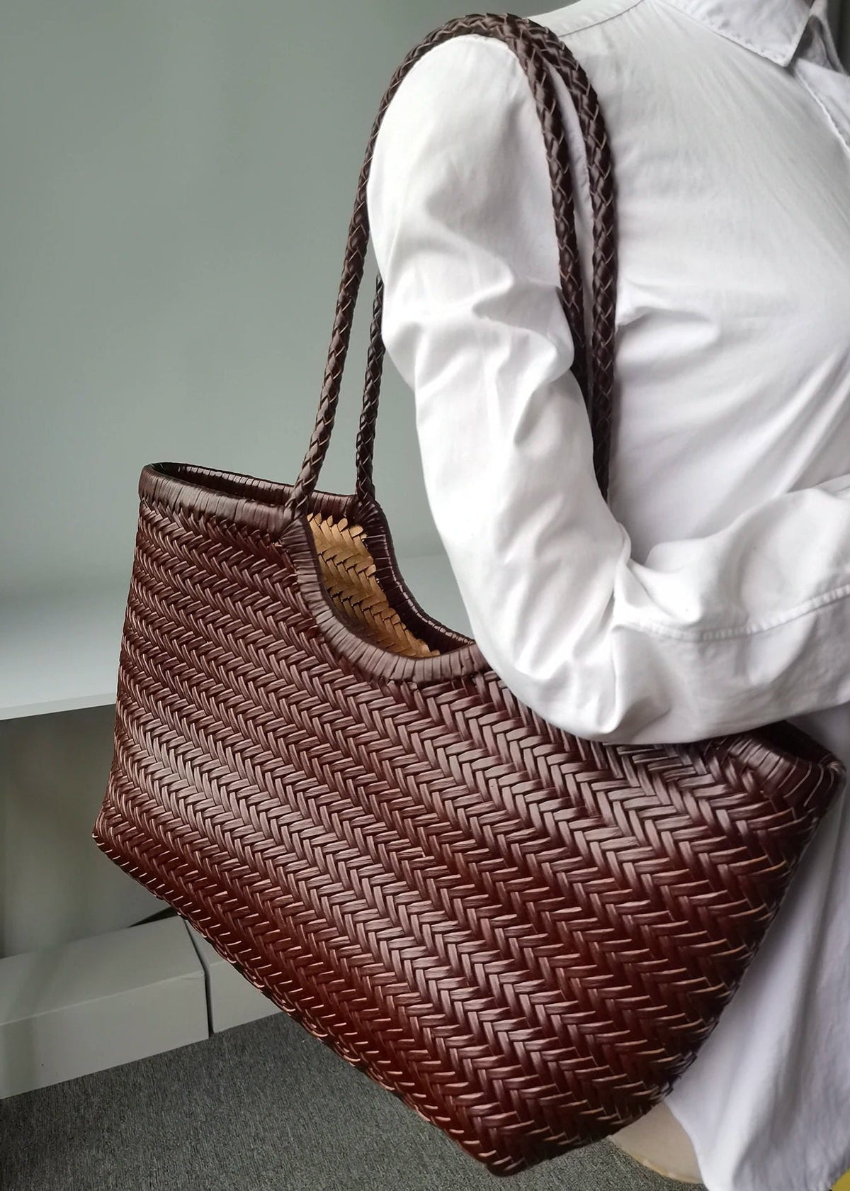 SOKYND Anna Woven Faux Leather Bag BagsQo1774219786661508208Dark BrownRegular