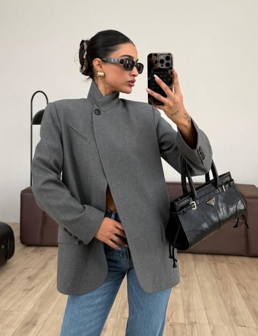 SOKYND Annie Vintage Asymmetric Blazer JacketSOKYND-119575-GRE-XS-14231GreyXS