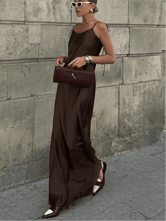SOKYND Antonia Backless Satin Maxi Dress DressS