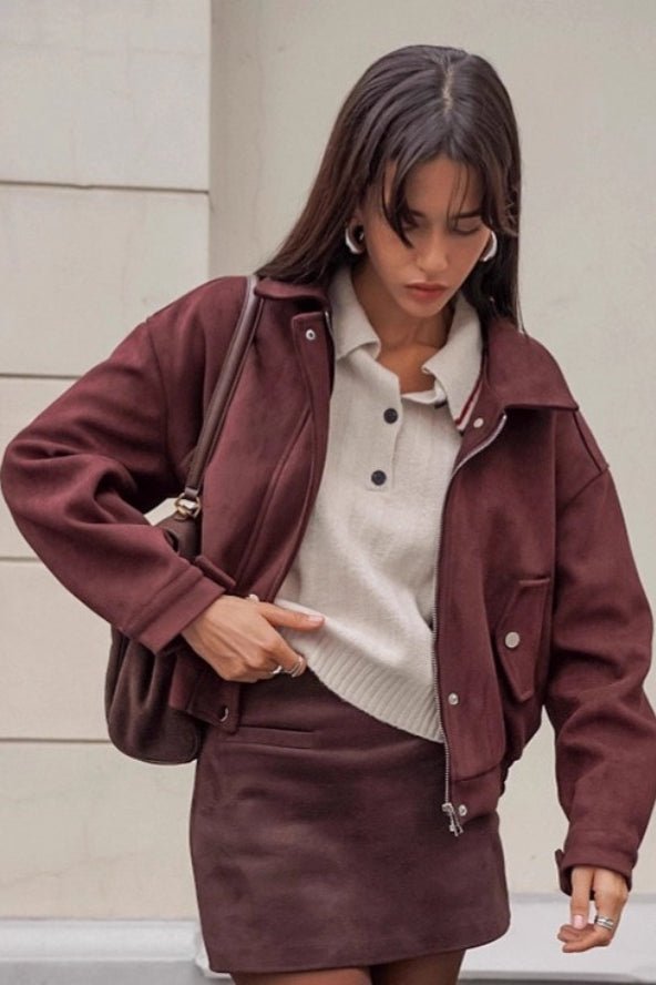 SOKYND Audrey Relaxed Suede Coat JacketSOKYND-105751-BRO-M-76471BrownM