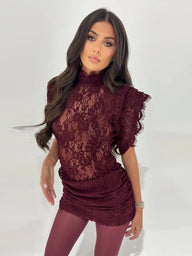 Vestido entallado de encaje transparente Barbara