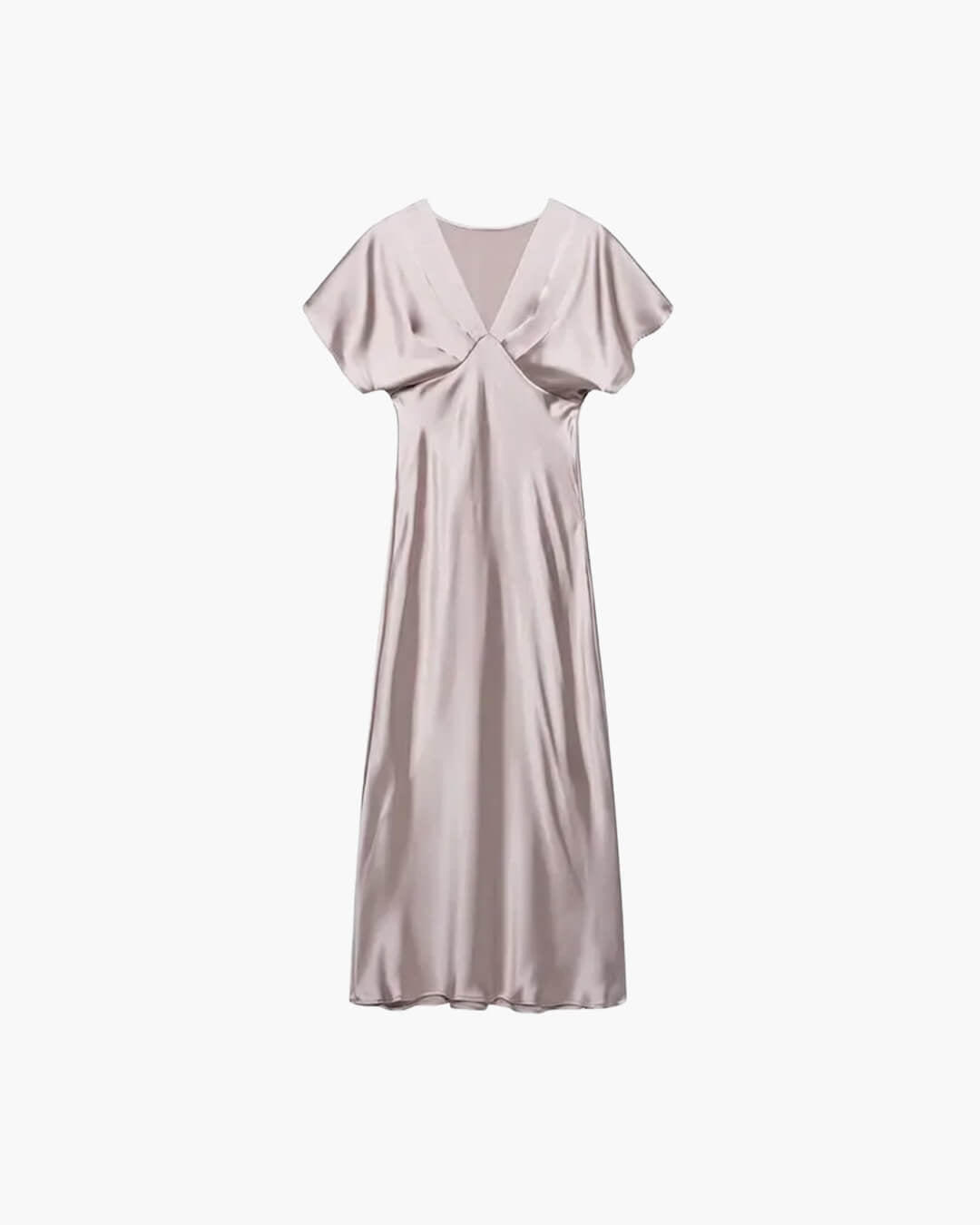 SOKYND Carina V Neck Satin Midi Dress DressGreyXS