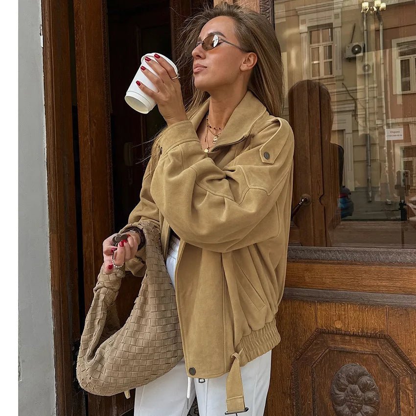 SOKYND Carla Faux Suede Oversized Bomber Jacket JacketSOKYND-331735-CAM-L-79511CamelL