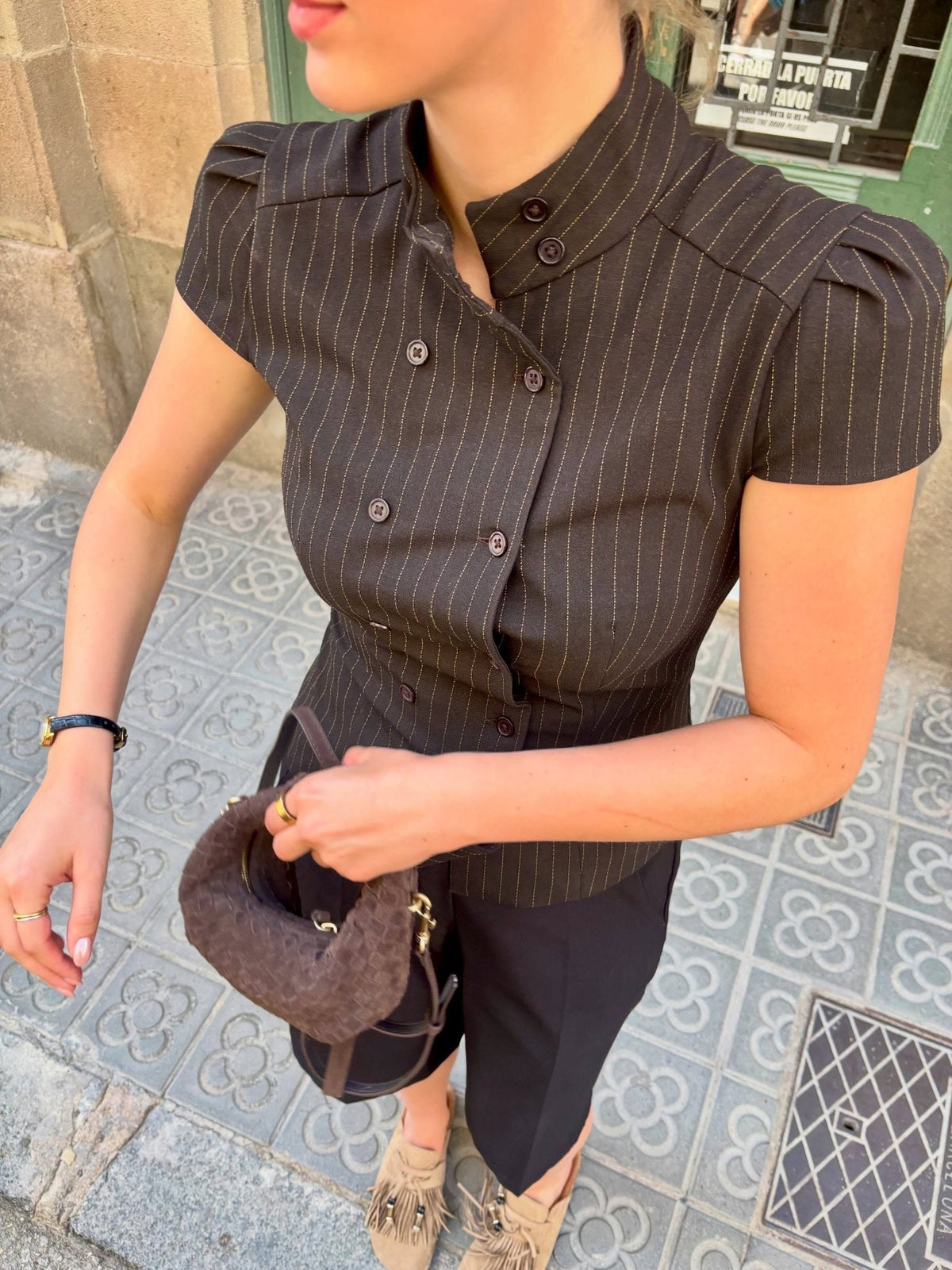 SOKYND Carla High Neck Plaid Fitted Blouse BlouseSOKYND-114967-BLA-S-06679BlackS