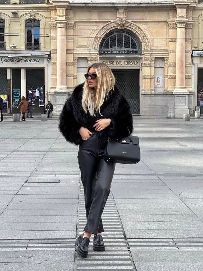 SOKYND Carley Faux Fur Coat Coats & JacketszN1767356248744829631BlackS