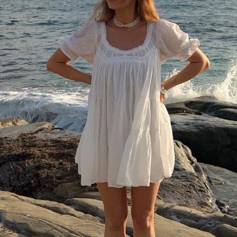 SOKYND Cecilia Puff Sleeve Babydoll Dress DressSOKYND-624407-WHI-M-09495WhiteM