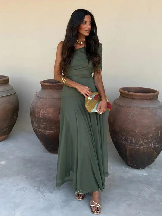 SOKYND Celeste Off-Shoulder Ruched Maxi Dress DressSageS