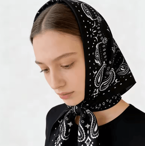 SOKYND Celeste Paisley Knitted Bandana Scarf AccessoriesBlackOne Size