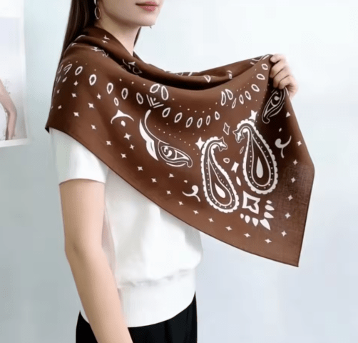 SOKYND Celeste Paisley Knitted Bandana Scarf AccessoriesBrownOne Size
