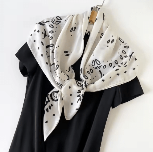 SOKYND Celeste Paisley Knitted Bandana Scarf AccessoriesWhiteOne Size