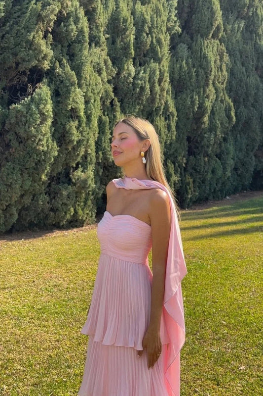 SOKYND Celeste Strapless Pleated Tiered Maxi Dress DressXS