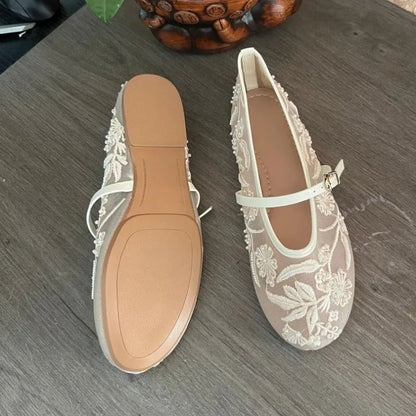SOKYND Christine Beaded Mesh Ballet Flats ShoesVI177277720591421813941