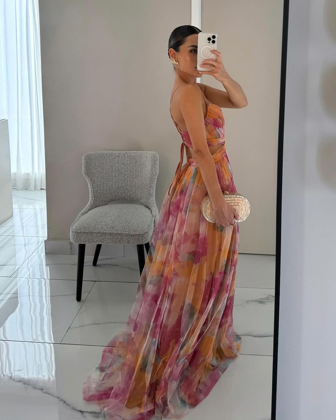 SOKYND Cloe Floral Tulle Maxi Dress DressSOKYND-727703-ORA-S-36375OrangeS