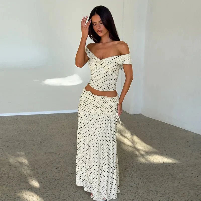 SOKYND Darcy Off - Shoulder Crop Set Matching SetsWhiteM