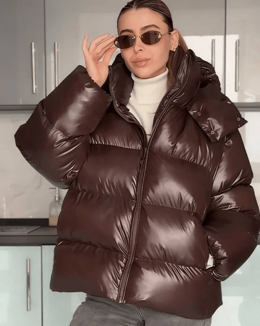 SOKYND Davina Hooded Puffer Jacket Coats & JacketsCl1767356248748387086ChocolateS