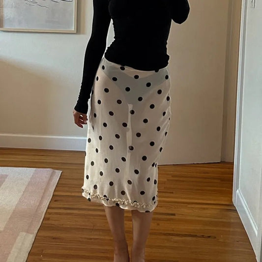 SOKYND Delilah Sheer Mesh Midi Skirt SkirtWhiteS