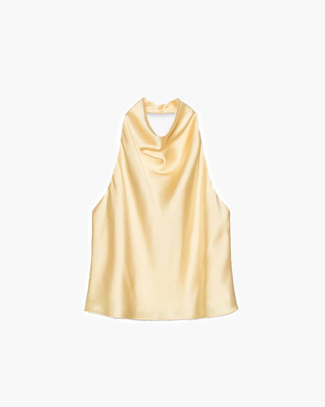SOKYND Elaine Halter Backless Satin Top TopsYellowXS