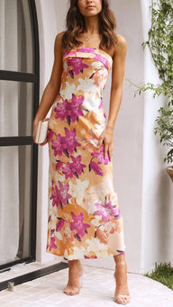 Elana Florales Trägerloses Maxikleid