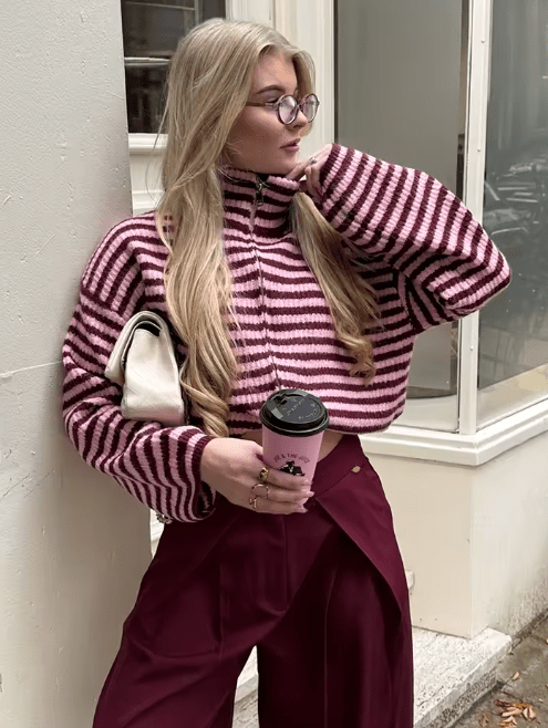 SOKYND Elena Knit Zip Sweater SweaterRedL