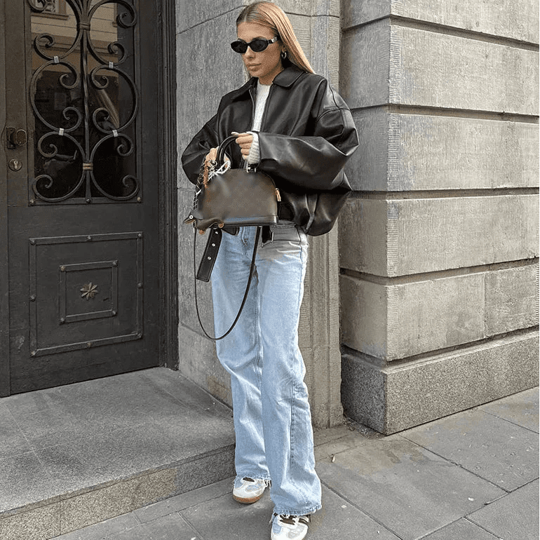 SOKYND Eliana Leather Moto Jacket Coats & JacketsBlackL